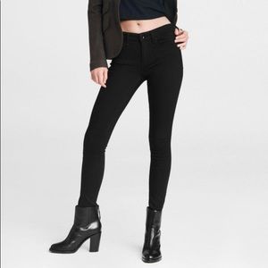 Rag & Bone Black Raw Hem Ankle Skinny Jeans